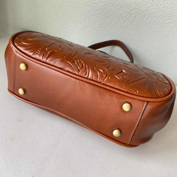 NWT Patricia Nash Gracchi Florence Tooled Leather Frame Satchel Brown P38407 - Picture 5 of 15